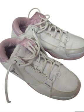 Jordan Hoops Low Top Girl's Athletic Shoes Pink, White, &  Silver Girl Size 5.5